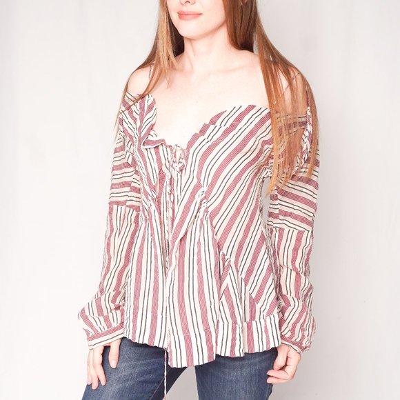484. MARNI Cotton Silk Striped Striped Blouse Sz 42 US 6 - Picture 2 of 8